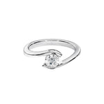 Engagement ring round cut Moissanite lab grown diamond tension set shank with a four claw setting, on a gold band, against a white background.Moissanite engagement ring cape town south africa grand diamonds ralph jacobs jeulia 