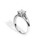 Oval cut Moissanite lab grown diamond engagement ring round v-split shank with pin  four claw setting, on a gold band, against a white background.Moissanite engagement ring cape town south africa grand diamonds ralph jacobs jeulia 