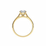 Engagement ring Cathedral setting round cut Moissanite lab grown diamond engagement ring round shank with a four claw setting, on a gold band, against a white background.Moissanite engagement ring cape town south africa grand diamonds ralph jacobs jeulia 