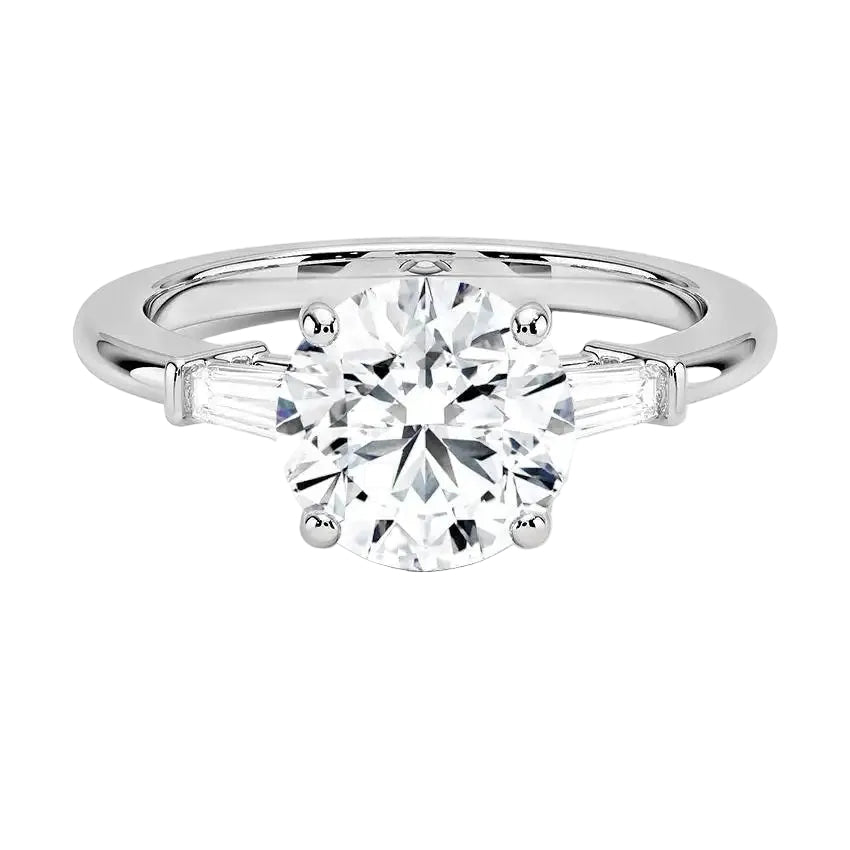 Three stone round brilliant engagement ring solid gold 18k luxury jewelry