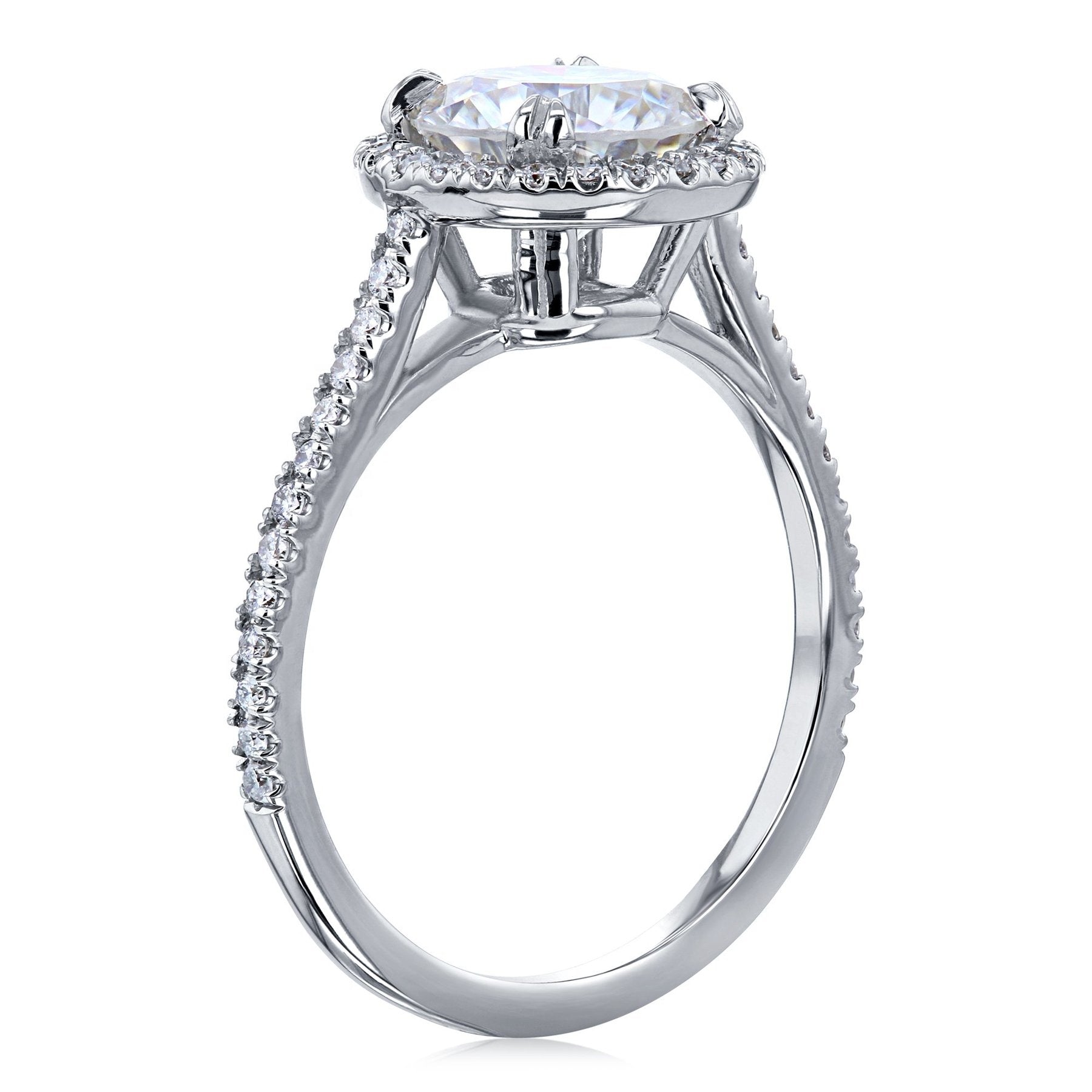 White Gold 1CT Round Cut Halo Moissanite Diamond Ring Moissanite Engagement Ring 