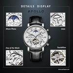 Apollo watch with detailed features on a dark background