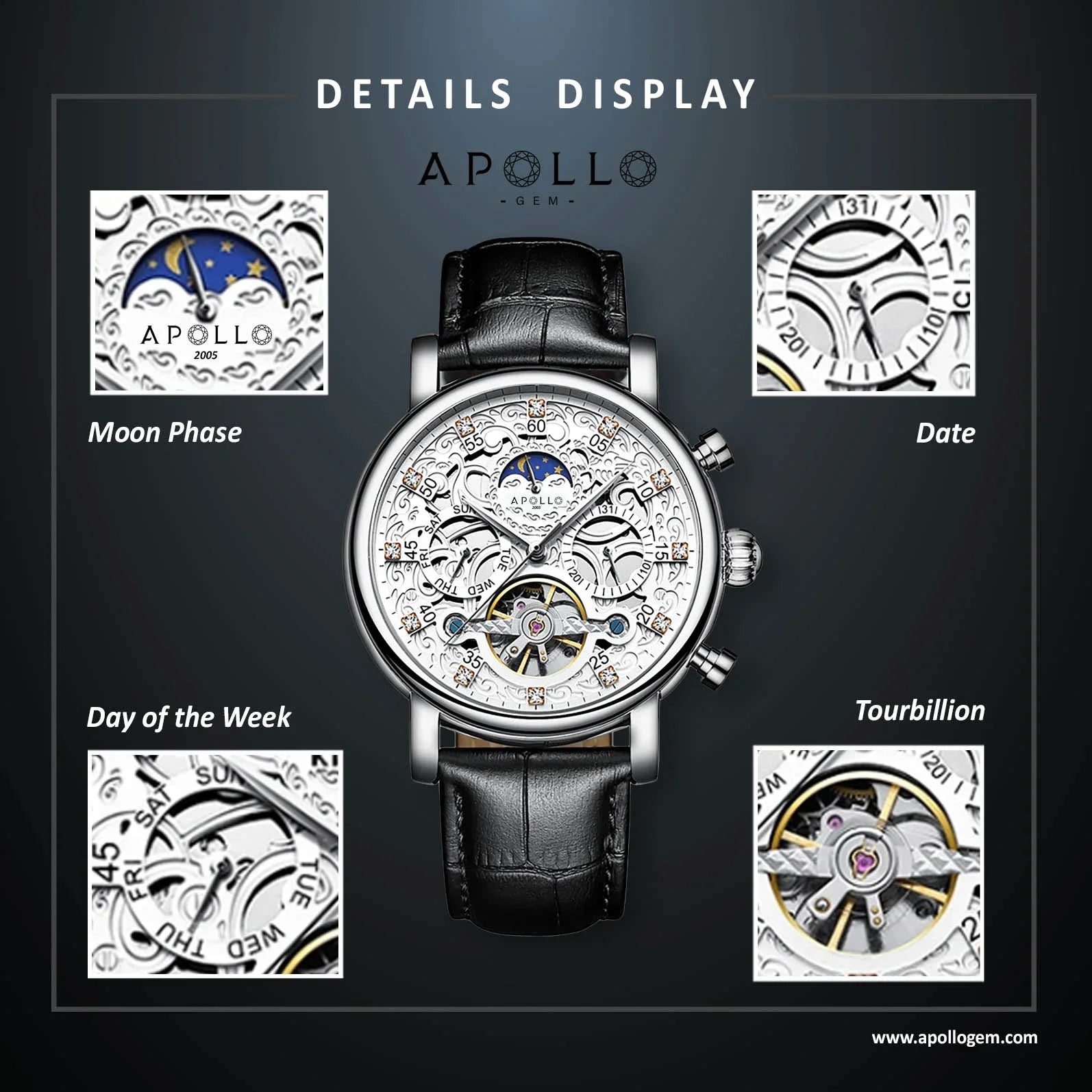 Apollo Instruments Watch Apollo Galaxy | Luxury Skeleton Automatic Watch SA – ApolloGem