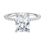 alt="Custom lab-grown diamond engagement ring with hidden halo and radiant cut stone by ApolloGem"
