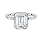 Contemporary emerald cut ring flat shank bezel design Cape Town bridal jewelry