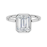 Contemporary emerald cut ring flat shank bezel design Cape Town bridal jewelry