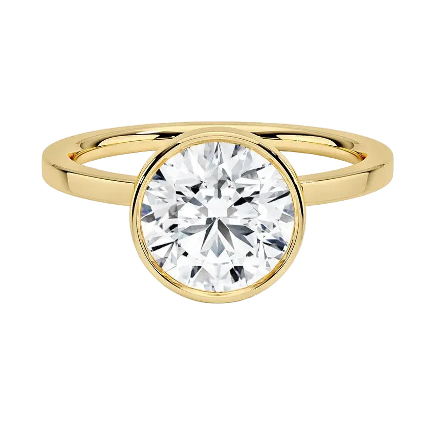 Minimalist architectural engagement ring round shape 18k gold online store
