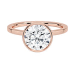 The Architectural Round moissanite solitaire ring with a flat rose gold band ApolloGem