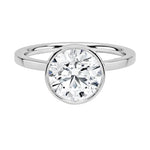 The Architectural Round moissanite solitaire ring with a flat white gold band ApolloGem