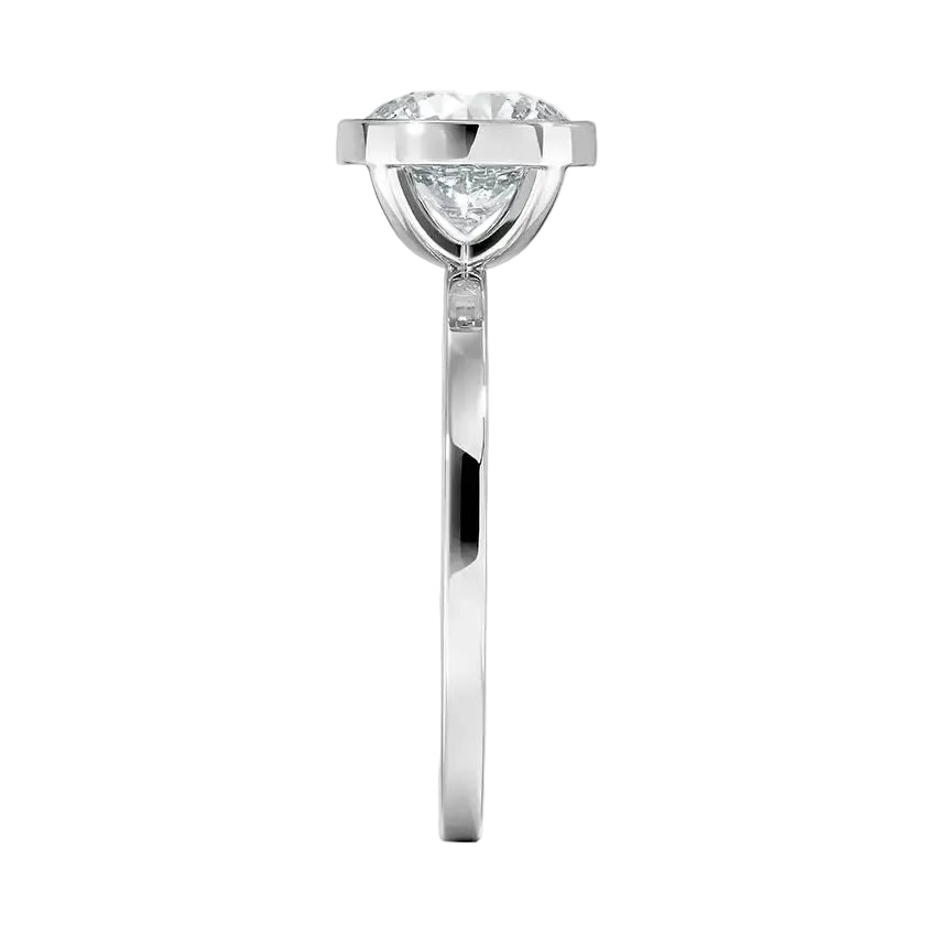 Side view of The Architectural Round ring showing the secure bezel and flat profile shank