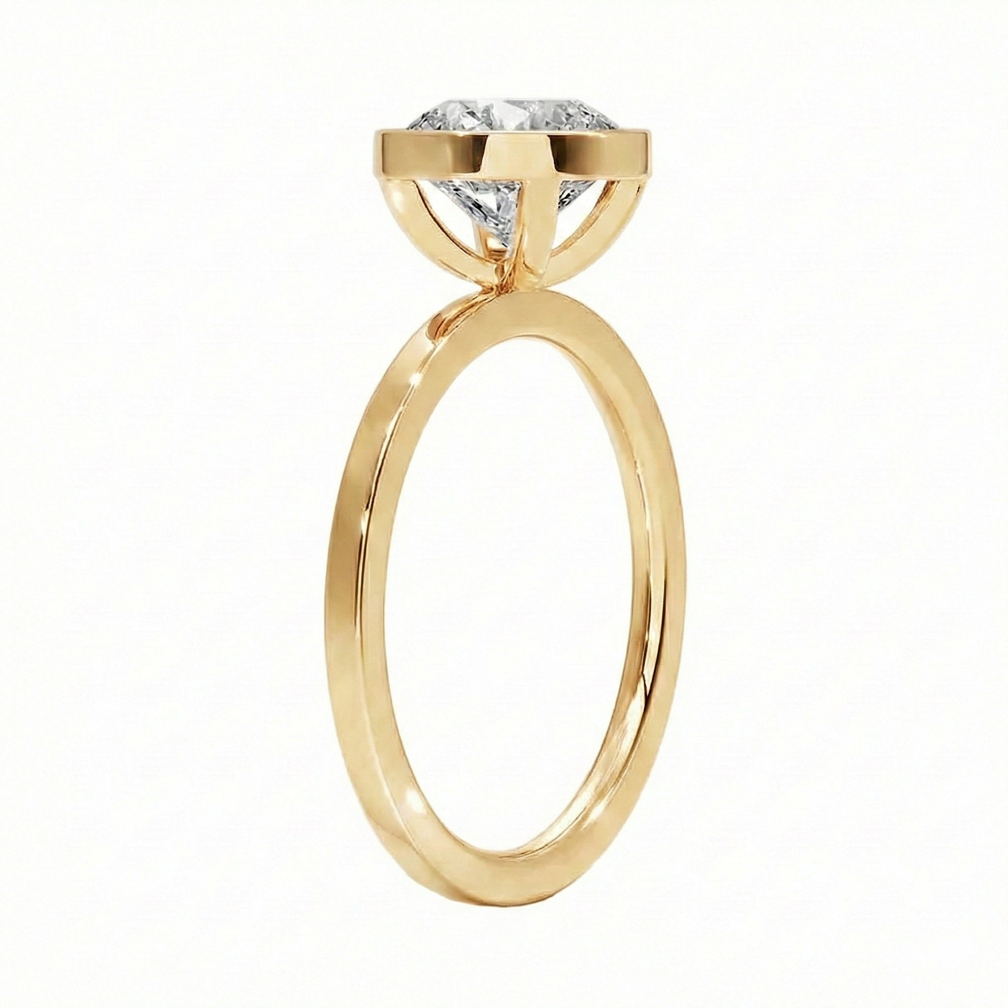 Contemporary round solitaire ring flat shank bezel design Cape Town bridal jewelry