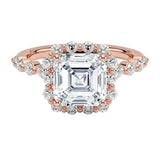 Art deco style asscher moissanite ring floral setting bridal jewelry Cape Town