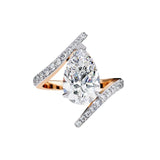 Contemporary open shank engagement ring 18k gold custom design online store