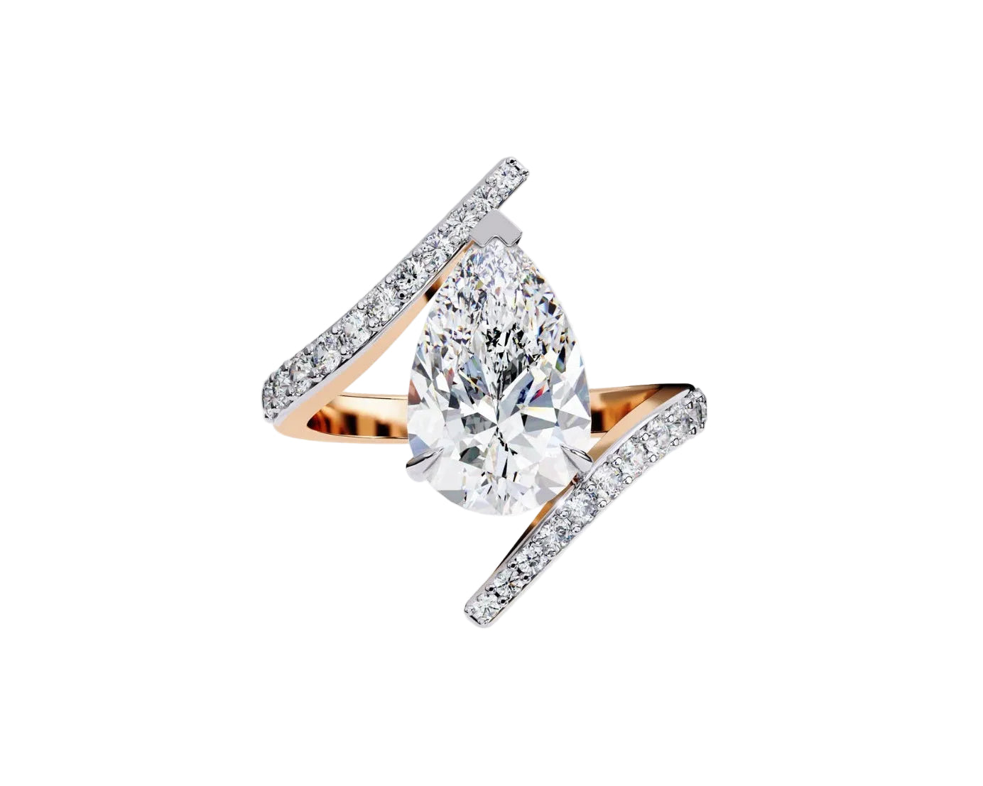 Contemporary open shank engagement ring 18k gold custom design online store