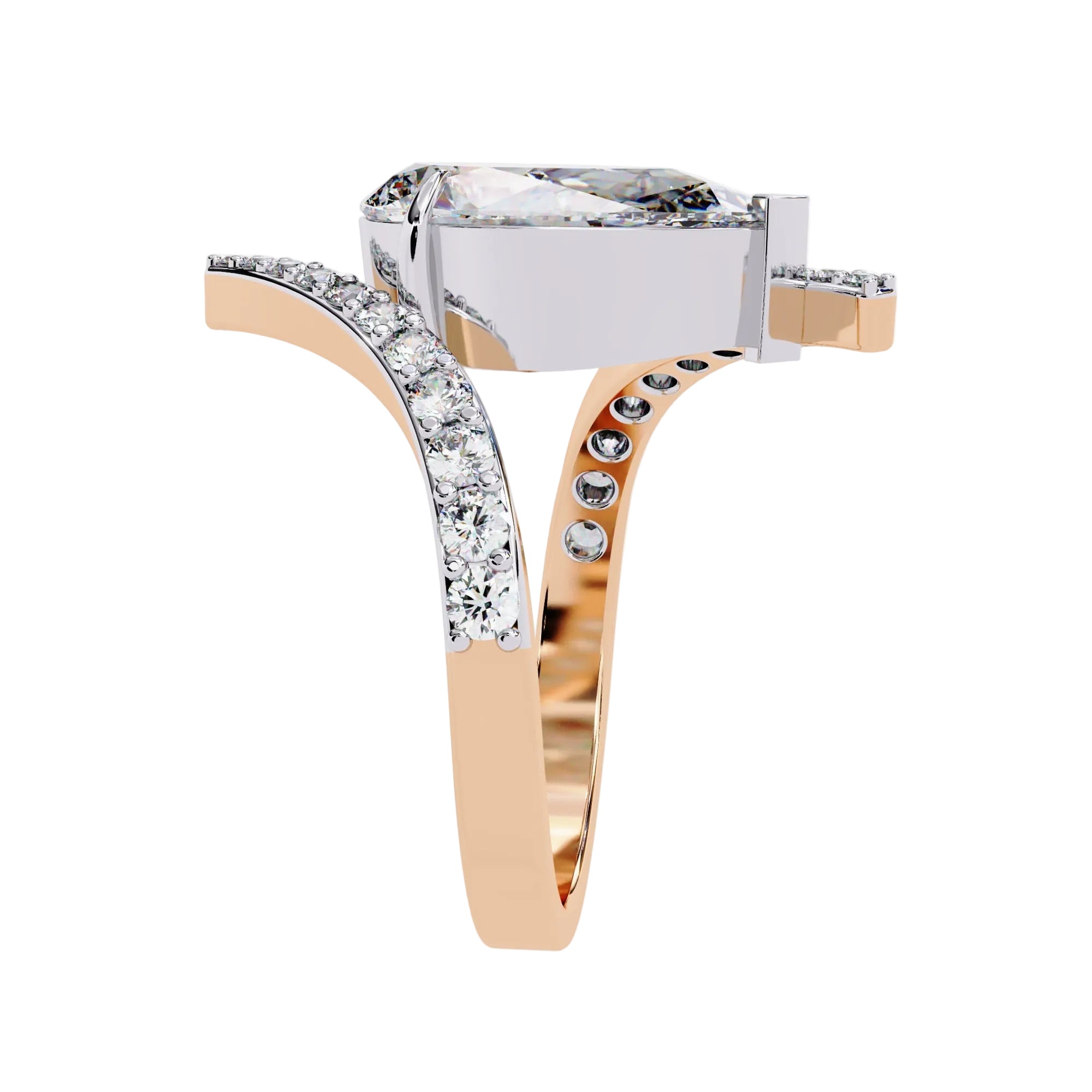 Two diamond rings with different band designs on a white background