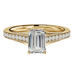 Emerald cut engagement ring channel set band white gold cathedral style South Africa