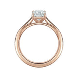 Rose gold channel set engagement ring emerald shape moissanite Cape Town