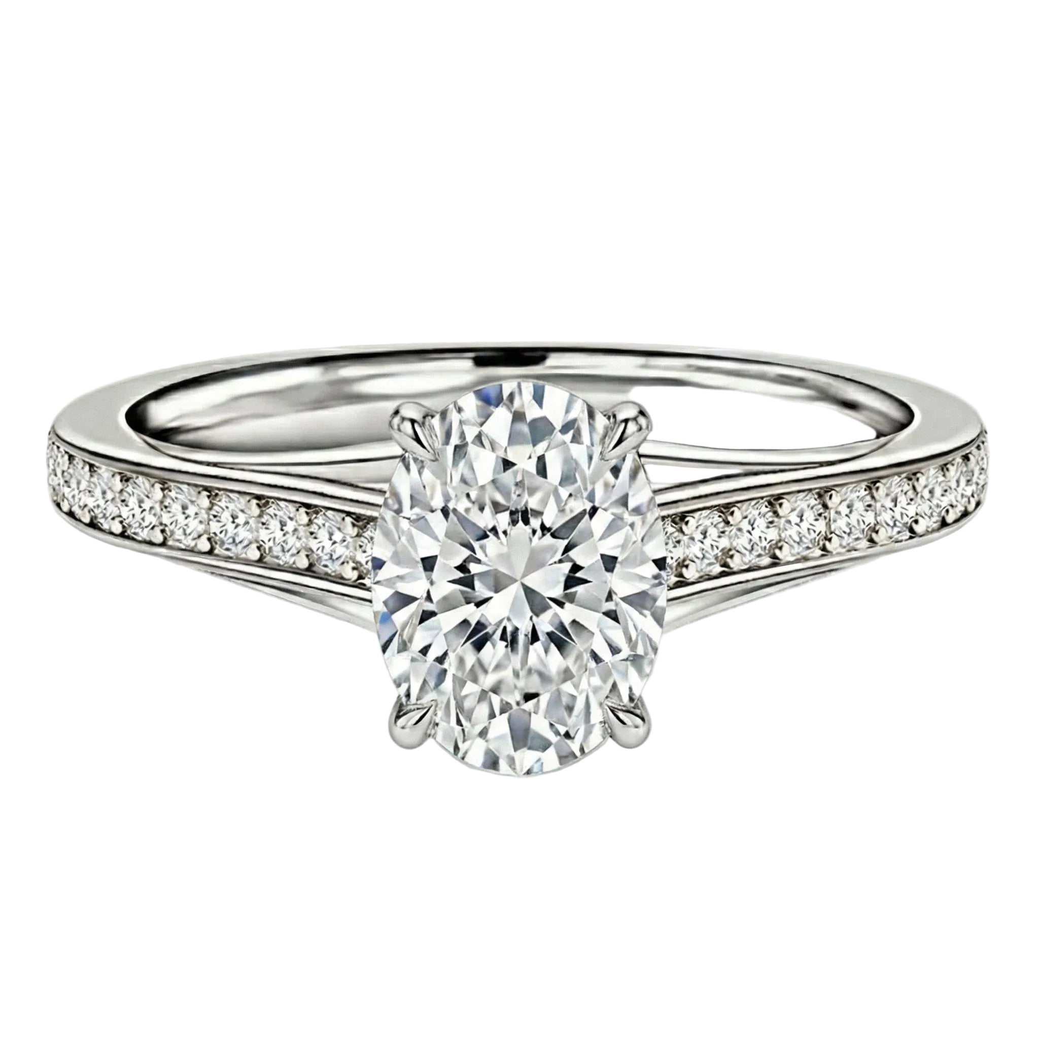 White gold oval cut engagement ring snag free channel setting Cape Town