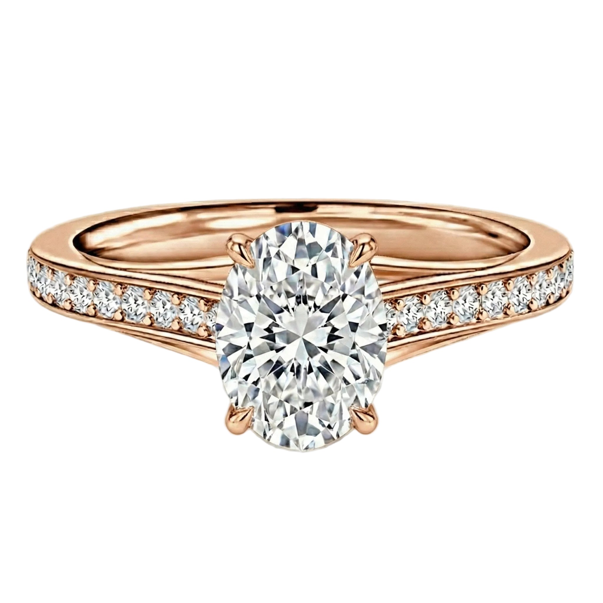 Trending oval engagement ring channel setting 18k gold affordable luxury online store