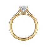 Rose gold oval moissanite ring with channel set diamonds romantic bridal jewelry