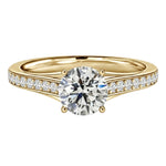 Round cut engagement ring channel set band white gold cathedral style South Africa