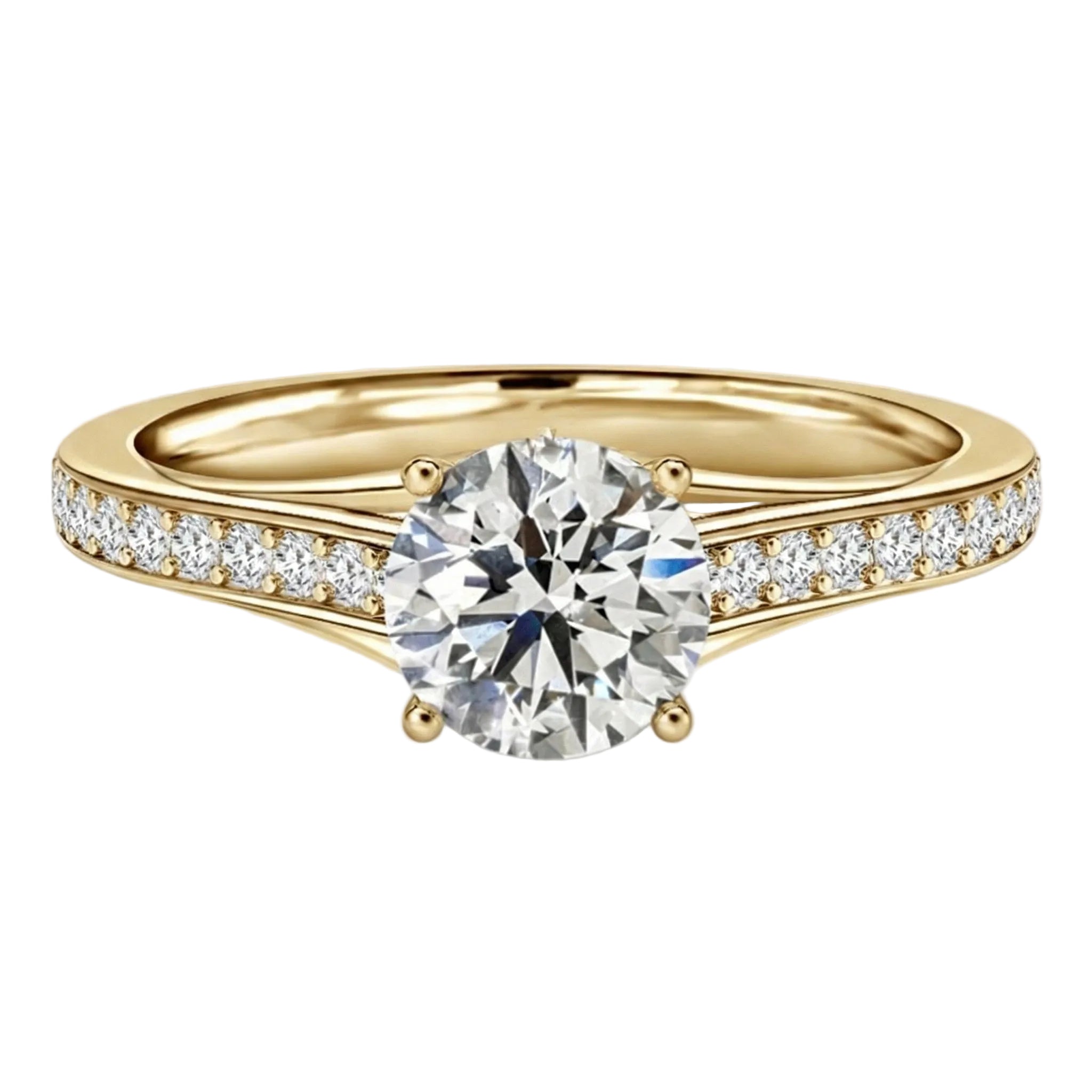 Round cut engagement ring channel set band white gold cathedral style South Africa