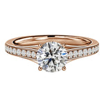 Practical engagement ring channel setting round brilliant cut 18k gold online store