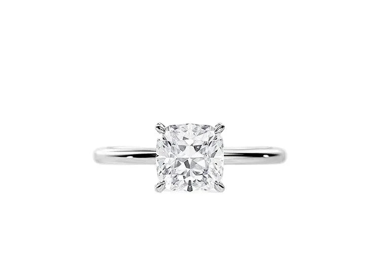 Classic cushion-cut moissanite solitaire engagement ring in white gold ApolloGem.