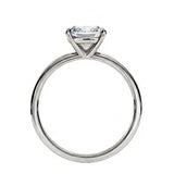 Side profile of the Classic Cushion ring showing the elevated four-prong setting and slim band.