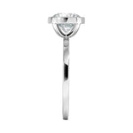 Top-down view of a D-color VVS1 cushion brilliant stone in The Cushion Bezel