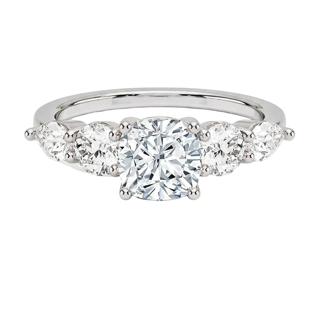 Premium cushion blossom ring in LED light box moissanite gift ideas