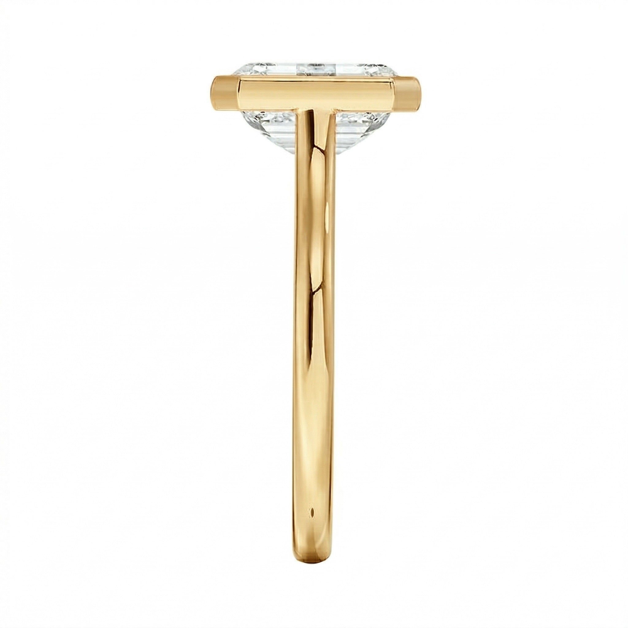 Side view of The Cushion Tube ring showing the secure bezel and round tube shank