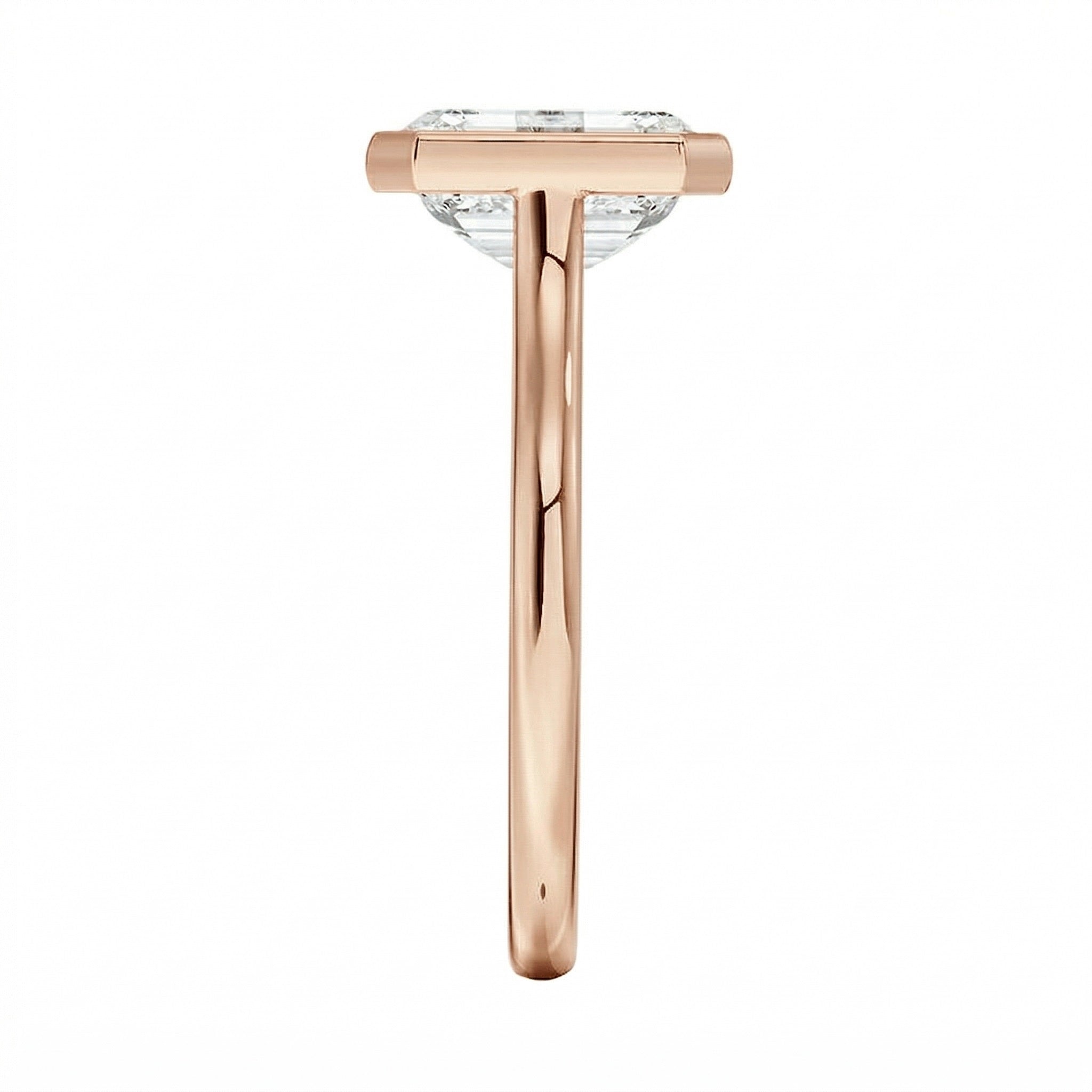 Side view of The Cushion Tube ring showing the secure bezel and round tube shank
