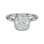 The Cushion Tube moissanite solitaire ring with a smooth white gold bezel ApolloGem