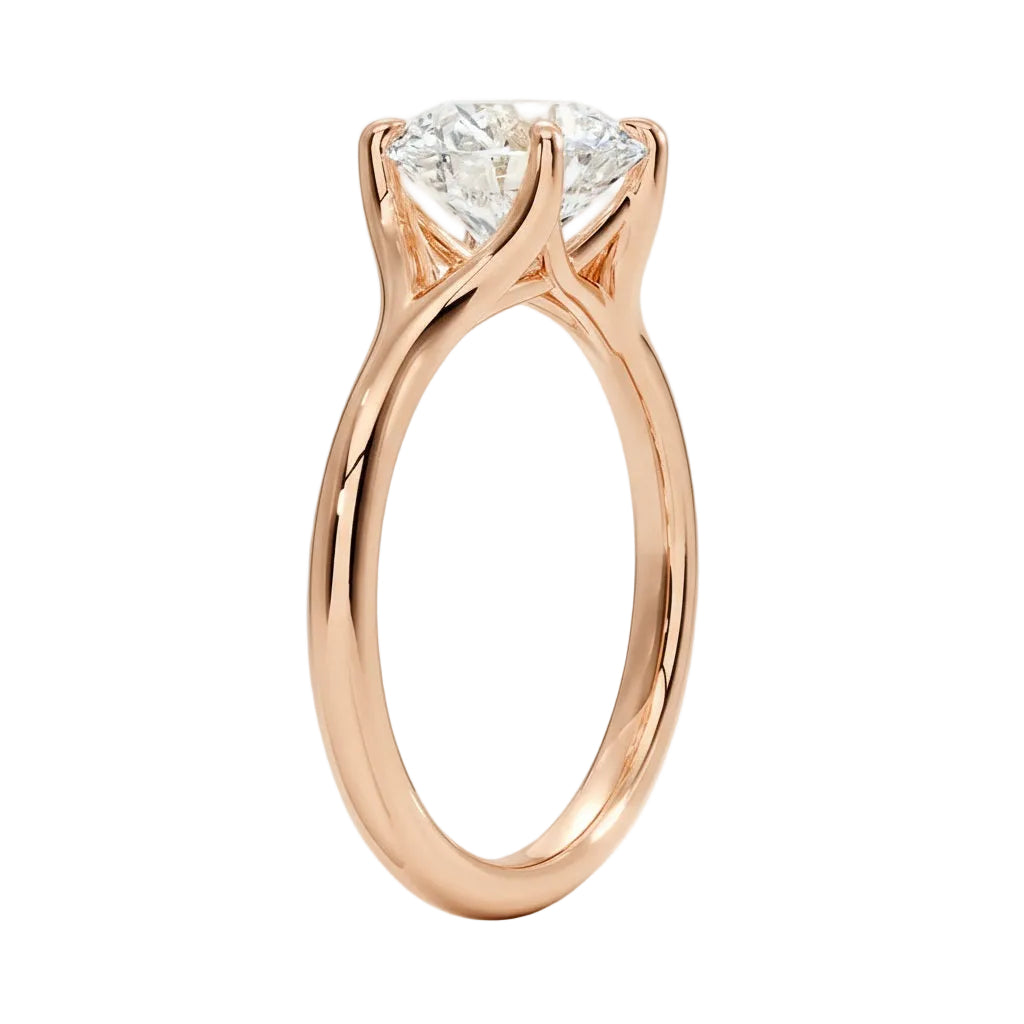 Detailed side view of the Cushion Zenith Aeris ring showing the arched cathedral setting and split-shoulder design.