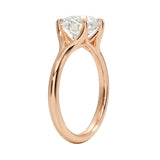 Detailed side view of the Cushion Zenith Aeris ring showing the arched cathedral setting and split-shoulder design.