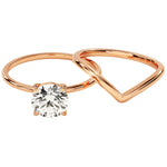Luxury round brilliant moissanite bridal set from the Duo Collection in rose gold ApolloGem.