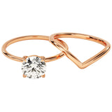 Luxury round brilliant moissanite bridal set from the Duo Collection in rose gold ApolloGem.