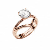 Precision-engineered flush-fit moissanite bridal set in solid gold with GRI certified stones.