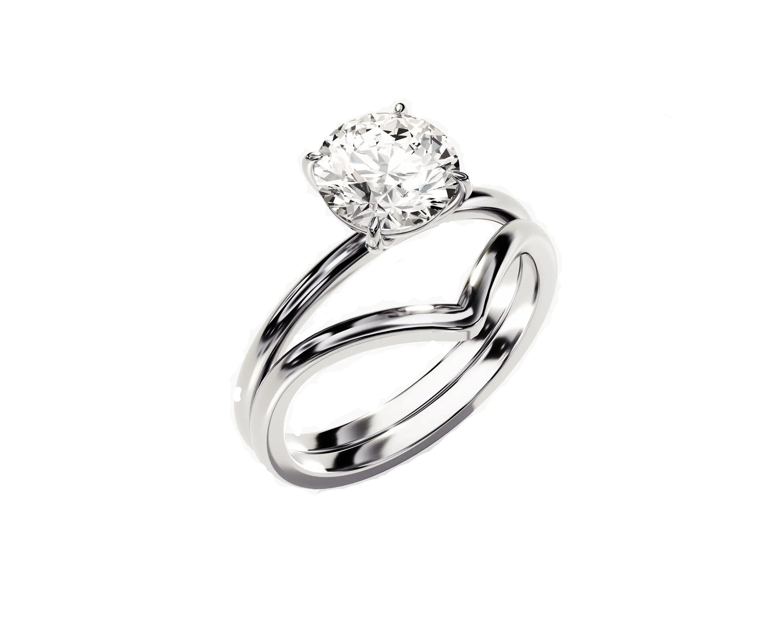 Precision-engineered flush-fit moissanite bridal set in solid gold with GRI certified stones.