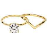 Luxury round brilliant moissanite bridal set from the Duo Collection in  yellow gold ApolloGem.