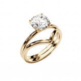 Precision-engineered flush-fit moissanite bridal set in solid gold with GRI certified stones.