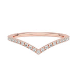 V shaped contour ring with round moissanite stones close up details