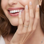 Thin pave diamond band V style 18k gold affordable bridal jewelry