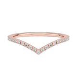 Rose gold ring with small diamonds on a white background