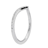 Silver ring with small diamonds on a white background