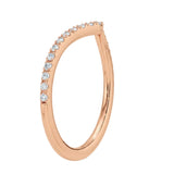 Rose gold ring with small diamonds on a white background