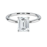 Luxury emerald cut moissanite solitaire engagement ring in 18k white gold ApolloGem South Africa.