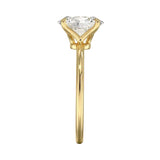 Emerald  cut Moissanite lab grown diamond engagement ring round shank with a four claw setting, on a gold band, against a white background.Moissanite engagement ring cape town south africa grand diamonds ralph jacobs jeulia 