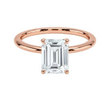 Luxury emerald cut moissanite solitaire engagement ring in 9k rose gold ApolloGem South Africa.